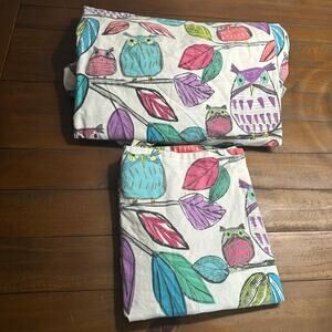 Pottery Barn Teen Owl Branch Colorful Leaves Twin Duvet Cover 1 Sham
